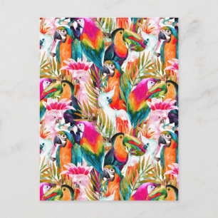 Parrots & Palm Leaves 2 Postkarte