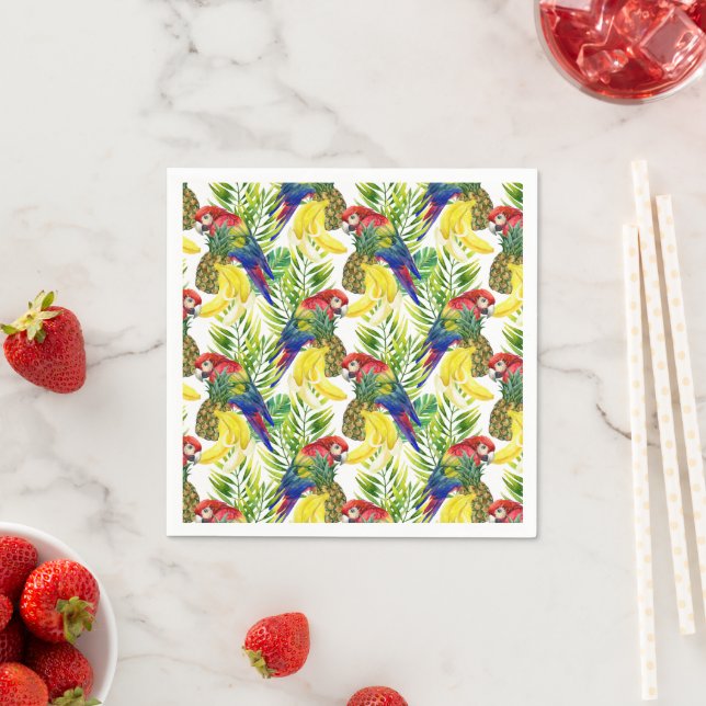 Parrots und Tropical Frucht Serviette (Beispiel)