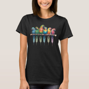 Parrots Wasserfarbe Exotische tropische Vögel Natu T-Shirt
