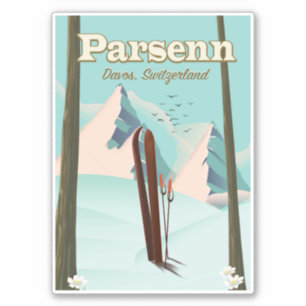 Parsenn Switzerland Skitourenplakat. Aufkleber