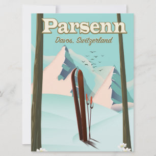 Parsenn Switzerland Skitourenplakat. Einladung