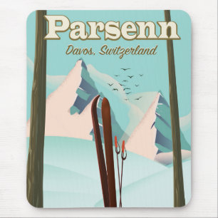 Parsenn Switzerland Skitourenplakat. Mousepad