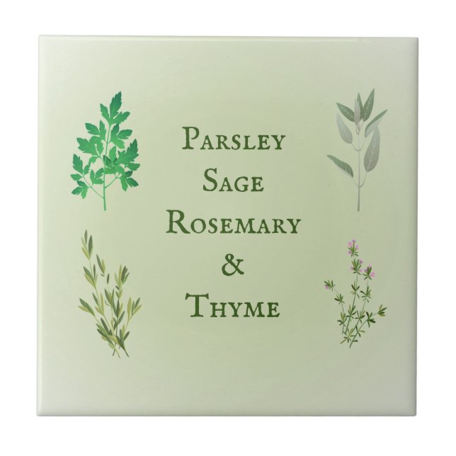 Parsley Sage Rosemary Thyme Herbal Keramik Tile Fliese (Vorderseite)