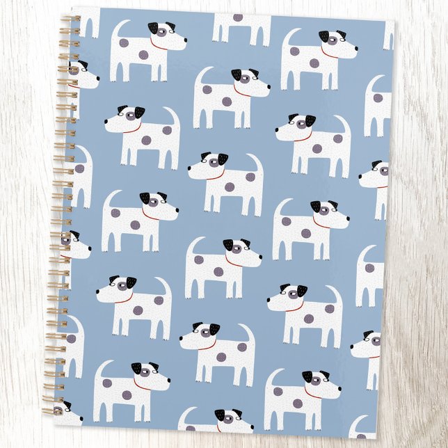 Parson Jack Russell Terrier Dog Pattern Blue Planer (Jack Russell Parson Terrier dog pattern planner)