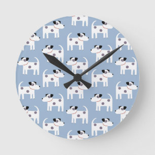 Parson Jack Russell Terrier Dog Pattern Blue Runde Wanduhr