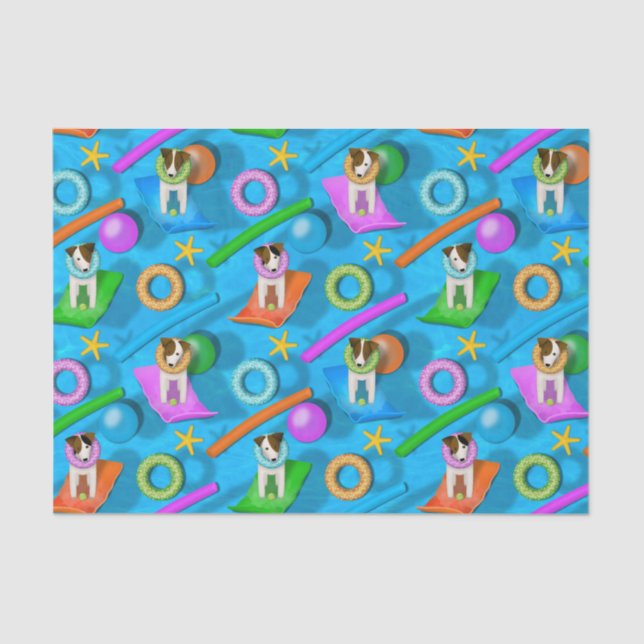 Parson Jack Russell Terrier Hund Pool Party Muster Seidenpapier (Vorderseite)