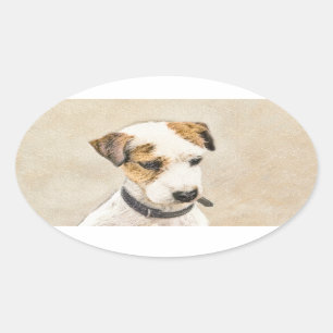 Parson Jack Russell Terrier Painting - Hund Art Ovaler Aufkleber