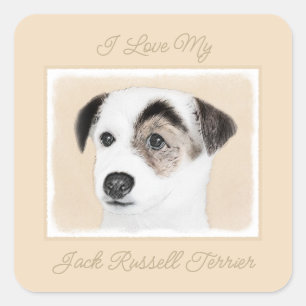Parson Jack Russell Terrier Painting - Hund Art Sq Quadratischer Aufkleber