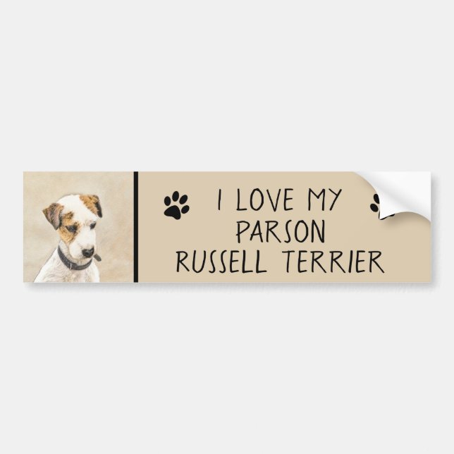 Parson Jack Russell Terrier Painting - Hunde Kunst Autoaufkleber (Vorne)