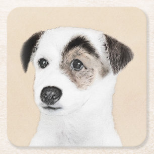 Parson Jack Russell Terrier Painting - Hunde Kunst Rechteckiger Pappuntersetzer