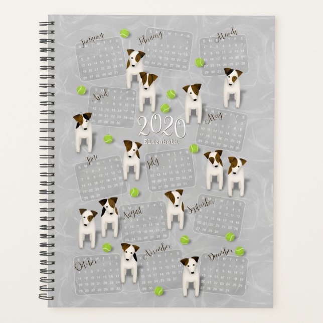 Parson Jack Russell Terriers gris calendrier 2020 (Devant)