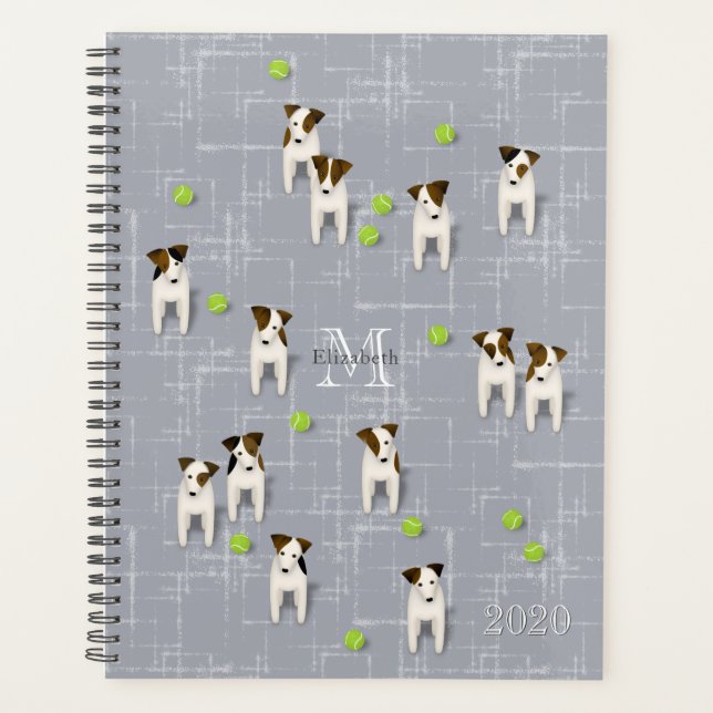 Parson Jack Russell Terriers mit Monogramm Planer (Vorderseite)