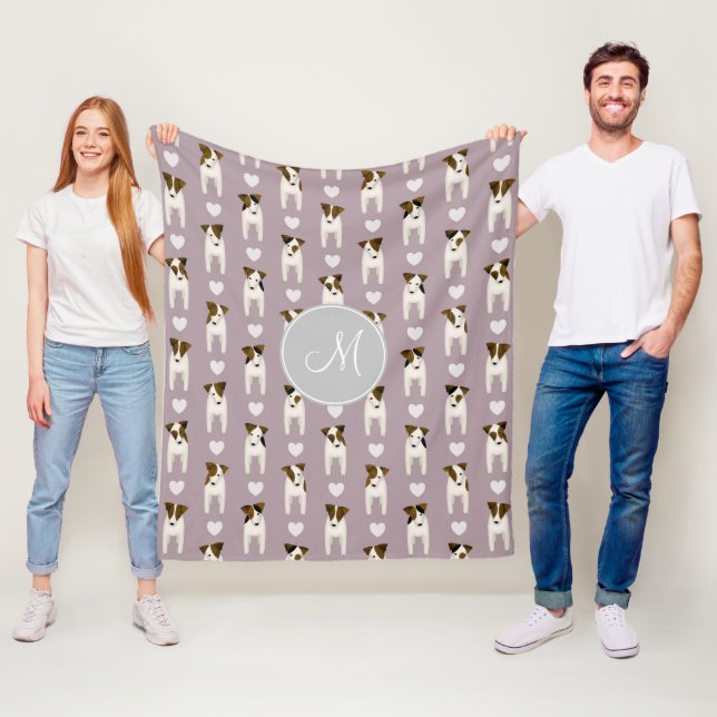 Parson Jack Russells Muster mit Monogramm lilac Fleecedecke (Beispiel)