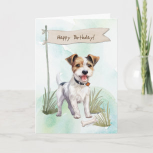 Parson Russell Terrier Dog Under Birthday Sign Karte
