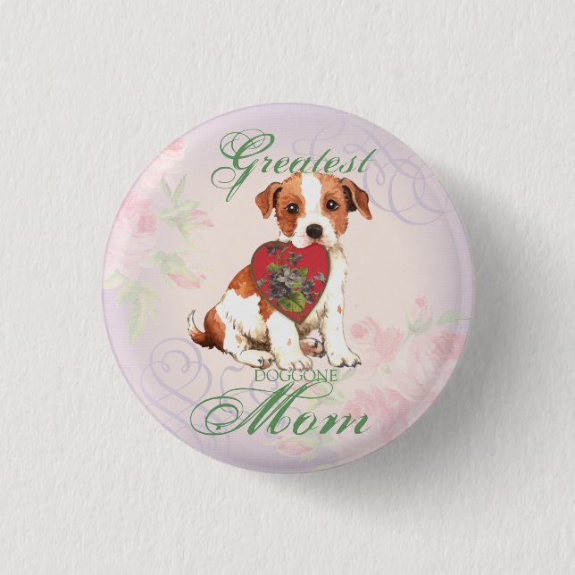 Parson Russell Terrier Heart Mama Button (Vorderseite)