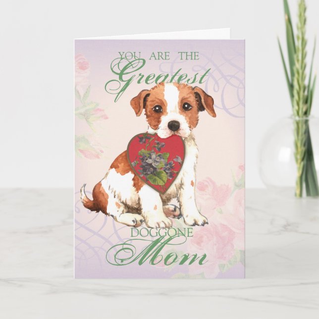 Parson Russell Terrier Heart Mama Karte (Vorderseite)