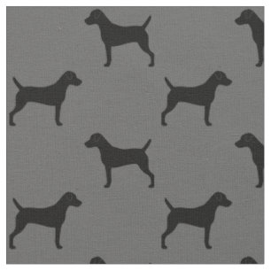 Parson Russell Terrier Silhouetten Grau und Schwar Stoff