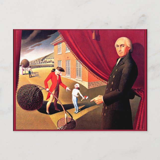 Parson Weems Fabel, schöne Kunst von Grant Wood Postkarte (Vorderseite)