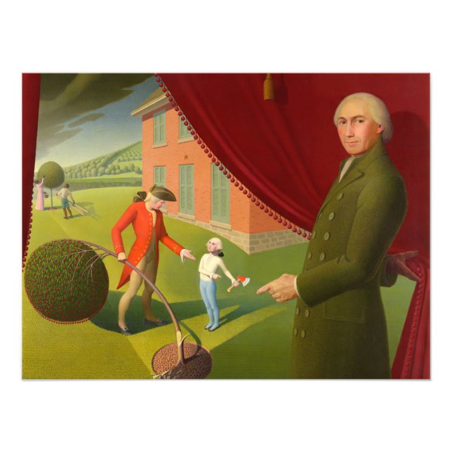 Parson Weems' Fabel von Grant Wood Fotodruck (Vorne)