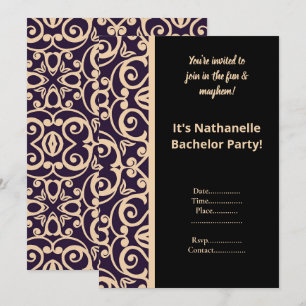 PARTEI "BLACK PEACH WHITE PATTERN BACHELOR" EINLADUNG
