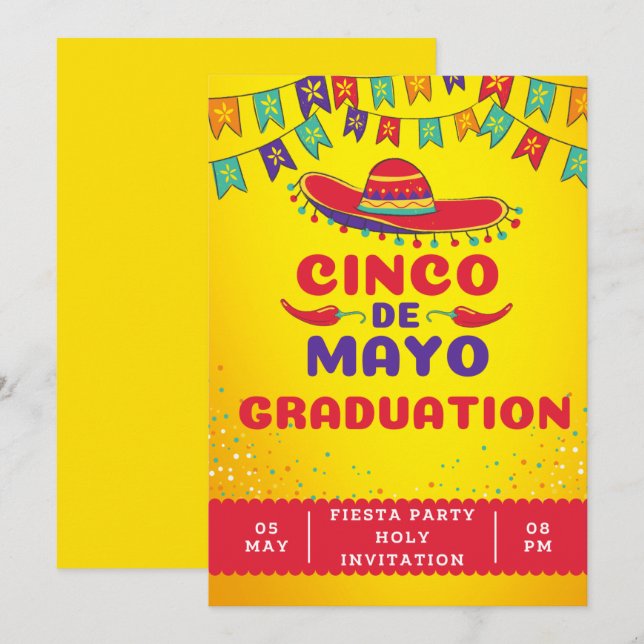 Partei des Heiligen Guacamole Fiesta Graduation Einladung (Vorne/Hinten)