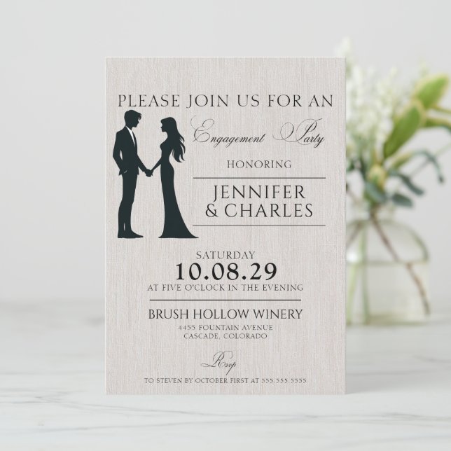 Partei für Braut und Groom-Engagement Einladung (Stehend Vorderseite)