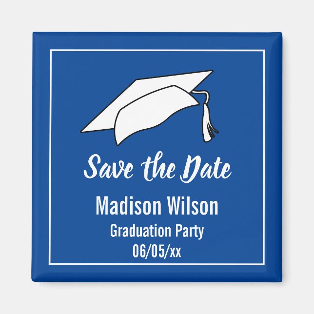 Partei für das blaue und weiße Save the Date Magnet (Vorne)