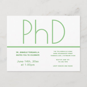 Partei für den Doktortitel "White Green Graduation Postkarte