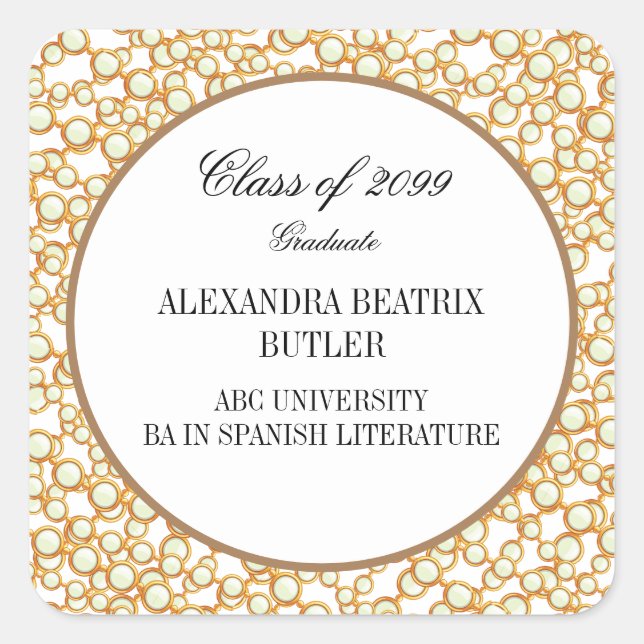Partei für den Grad der Graduation der Universität Quadratischer Aufkleber (Vorderseite)