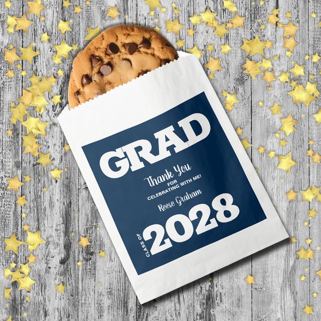 Partei für die blaue und weiße Ausbildung der Mari Geschenktütchen (Navy Blue and White Graduation Party Treat Favor Bags)