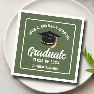 Partei für personalisierte Army Green Graduate Gra Serviette