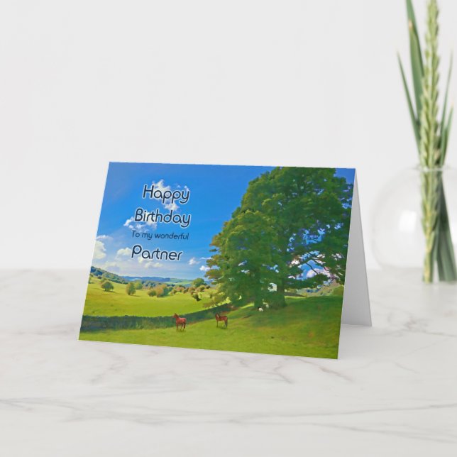 Partenaire, une carte d'anniversaire du paysage pa (Devant)