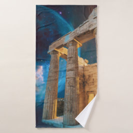 Parthenon Acropolis Griechenland trifft Raumfahrt Badehandtuch