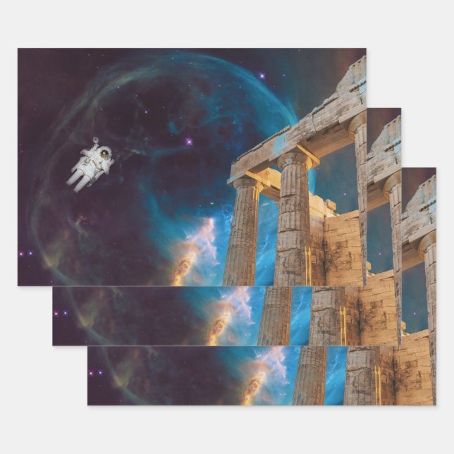 Parthenon Acropolis Griechenland trifft Raumfahrt Geschenkpapier Set (Set)