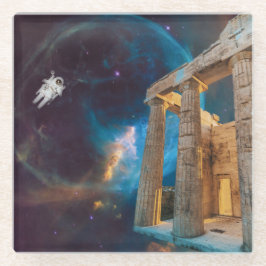 Parthenon Acropolis Griechenland trifft Raumfahrt Glasuntersetzer