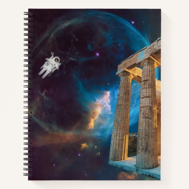 Parthenon Acropolis Griechenland trifft Raumfahrt Notizbuch (Vorderseite)
