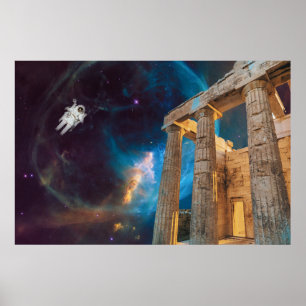 Parthenon Acropolis Griechenland trifft Raumfahrt Poster