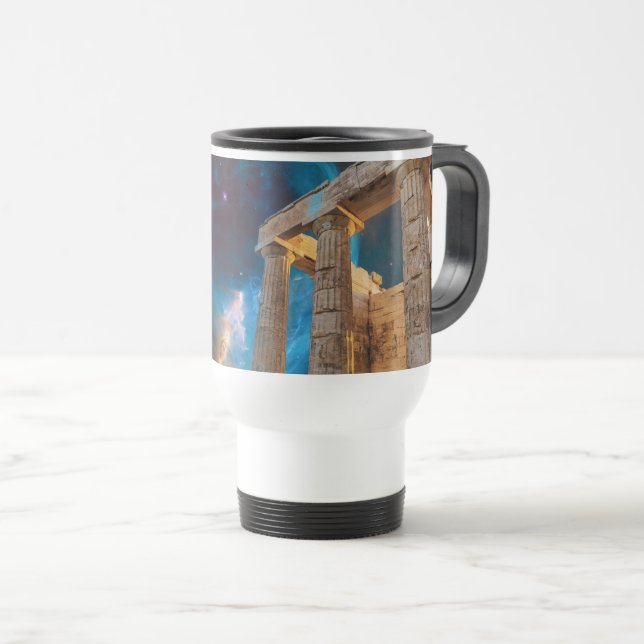 Parthenon Acropolis Griechenland trifft Raumfahrt Reisebecher (VorderseiteRechts)