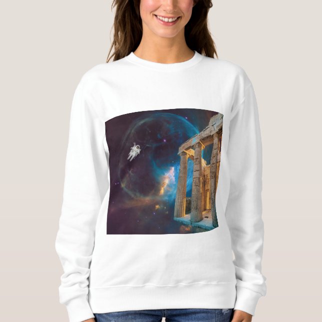 Parthenon Acropolis Griechenland trifft Raumfahrt Sweatshirt (Vorderseite)