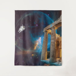 Parthenon Acropolis Griechenland trifft Raumfahrt Wandteppich