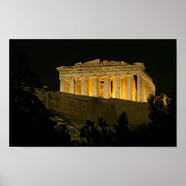 Parthenon at Night Poster (Vorne)