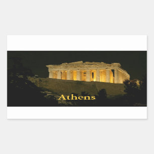 Parthenon in der Nacht Rechteckiger Aufkleber