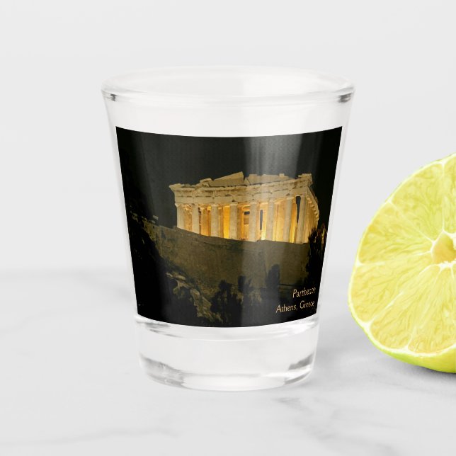 Parthenon in der Nacht Schnapsglas (Vorderseite)
