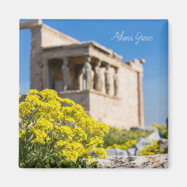 Parthenon-Tempel mit Frühlingsblumen Magnet
