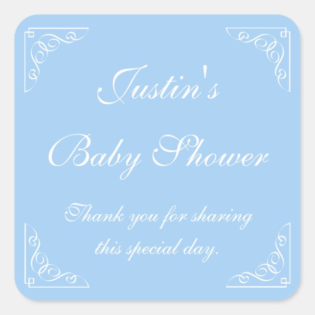 Parti baby shower bleu pour les autocollants ou le (Devant)