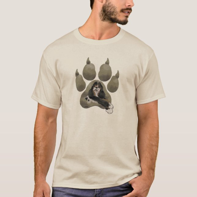 Parti Cockerspaniel-Tatzen-Druck T-Shirt (Vorderseite)