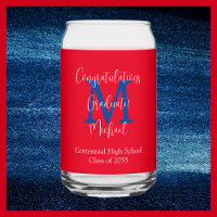 Parti de graduation Rouge Blanc Bleu Monogramme No