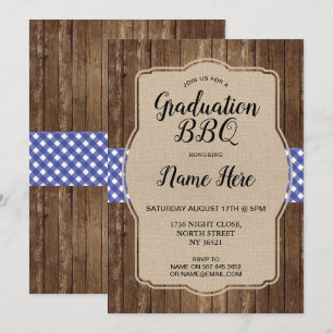 Parti de la graduation BBQ Invitation Bleu En vich
