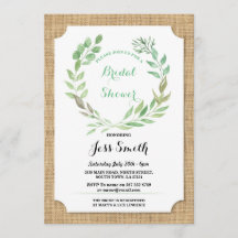 Parti Fête de l'mariée Rustic Burlap Invitation Fe