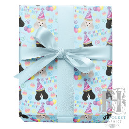 Parti Poodle Birthday Gift Wrapping Paper Blue Geschenkpapier